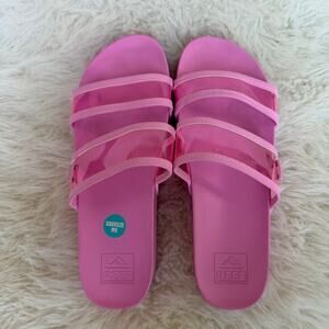 Reef Women's Vista Hi-Energy slide sandals in light neon pink sz 8.5